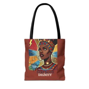 Scripture Empowering Art Tote Bag - 'Strength & Dignity' Statement Bag, African Queen,