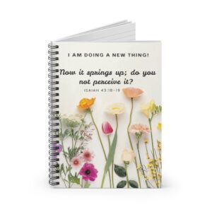 Scripture Floral Spiral Notebook – 'I Am Doing a New Thing' with Bible Verse | Ruled Line | Christian Faith-Based Gift
