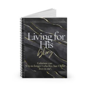 Elegant Faith-Based Spiral Notebook - Living for His Glory, Galayians 2 v 20, Eco-Friendly Mother's Day Gift.