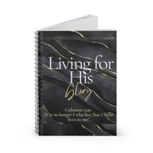 Faith-inspired spiral notebook featuring Galatians 2:20 and a Strength & Dignity design. Perfect for journaling, devotionals, or as a Christian gift.